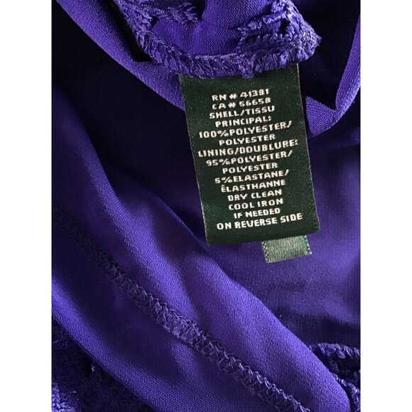 LAUREN RALPH LAUREN- WOMENS PURPLE/BLUE MIDI LACE BATEAU-NECK DRESS SIZE 6 - Picture 9 of 9
